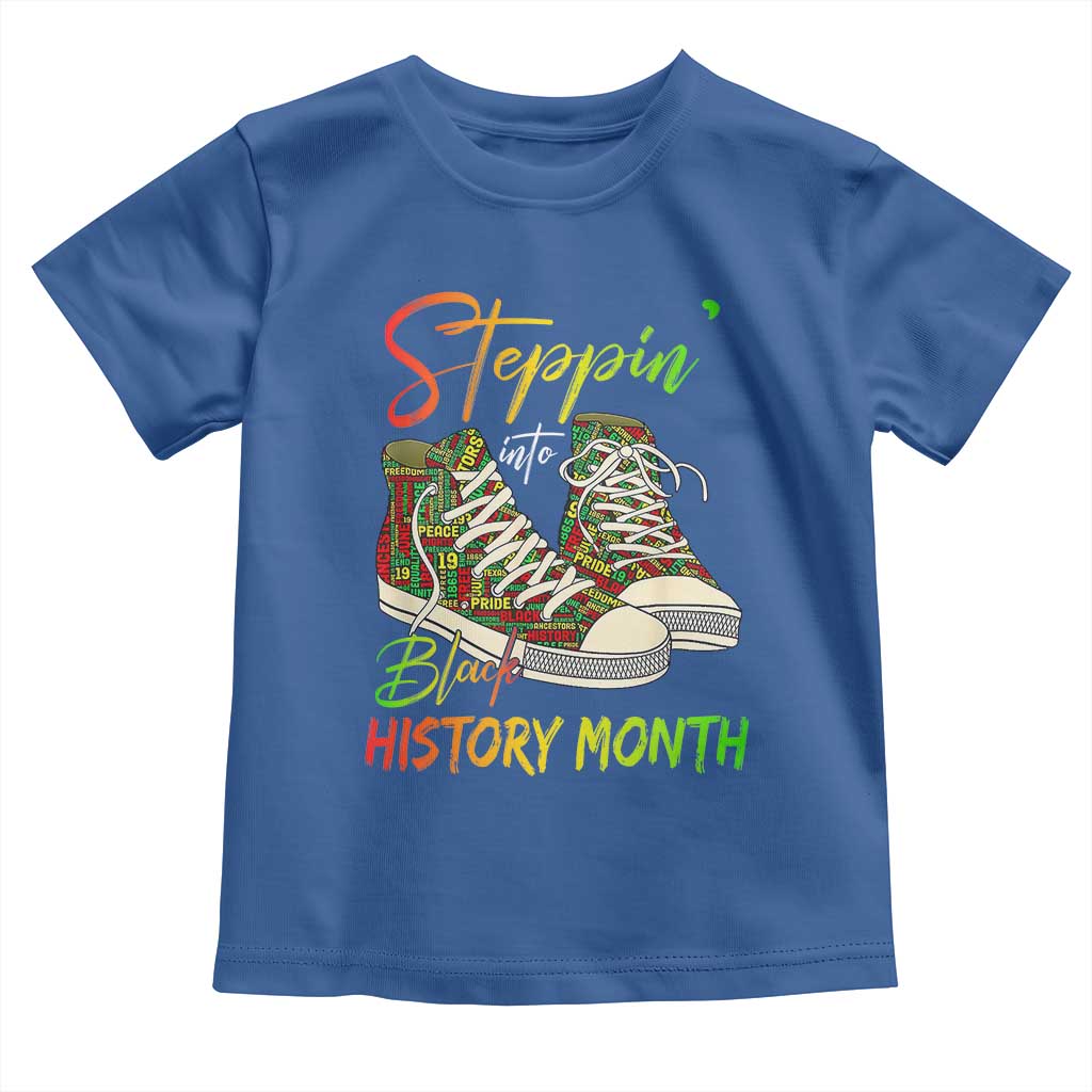 Stepping Into Black History Month Toddler T Shirt Sneakers TS02 Royal Blue Print Your Wear
