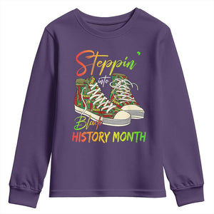 Stepping Into Black History Month Youth Sweatshirt Sneakers TS02 Purple Print Your Wear