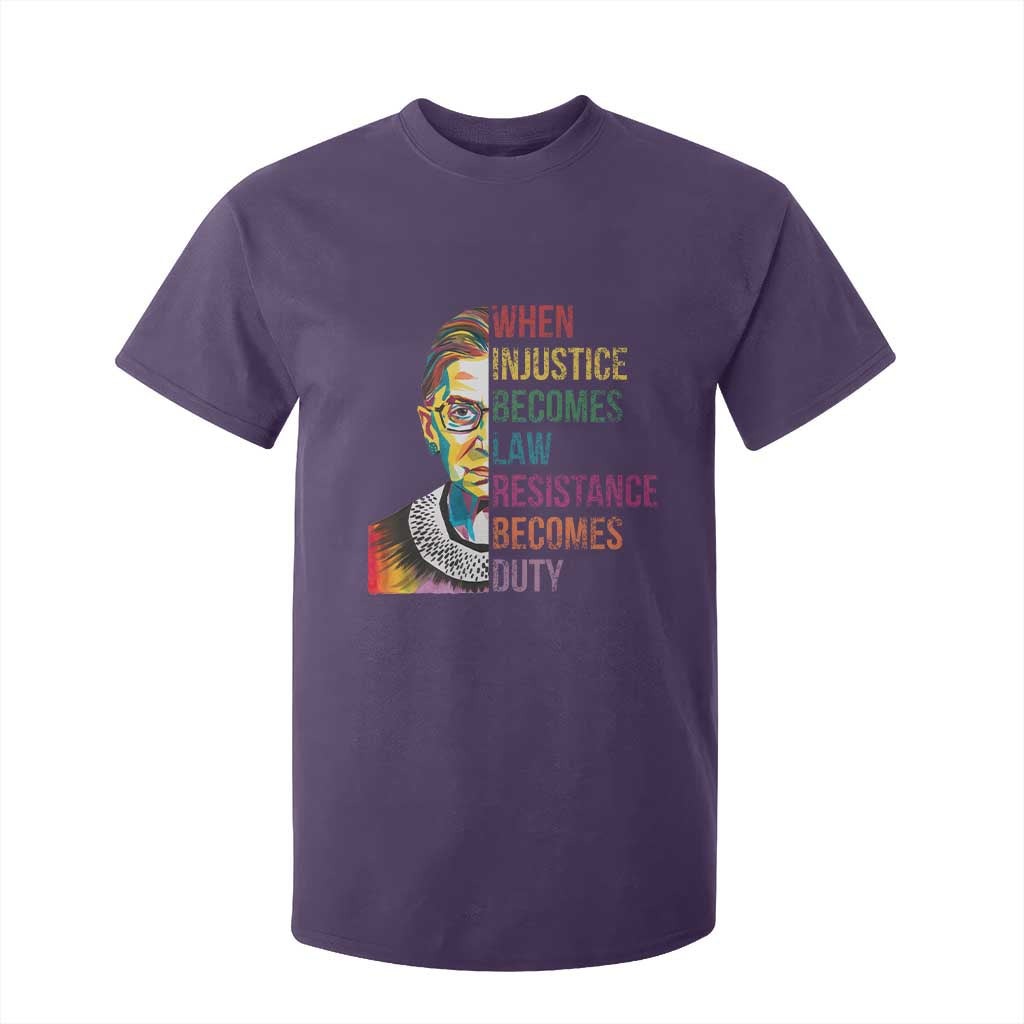 RBG Quote T Shirt For Kid When Injustice Becomes Law Resistance Becomes Duty TS02 Purple Print Your Wear