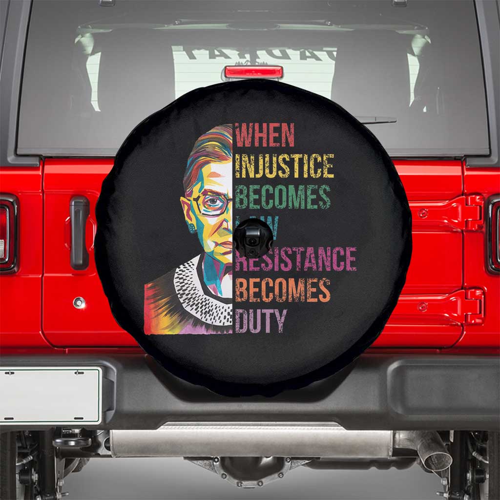 RBG Quote Spare Tire Cover When Injustice Becomes Law Resistance Becomes Duty TS02 Black Print Your Wear