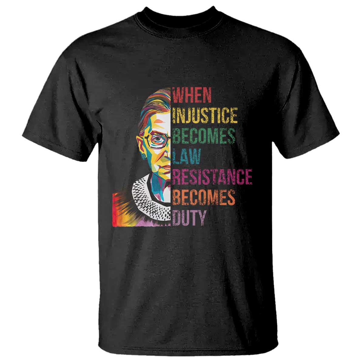 RBG Quote T Shirt When Injustice Becomes Law Resistance Becomes Duty TS02 Black Print Your Wear