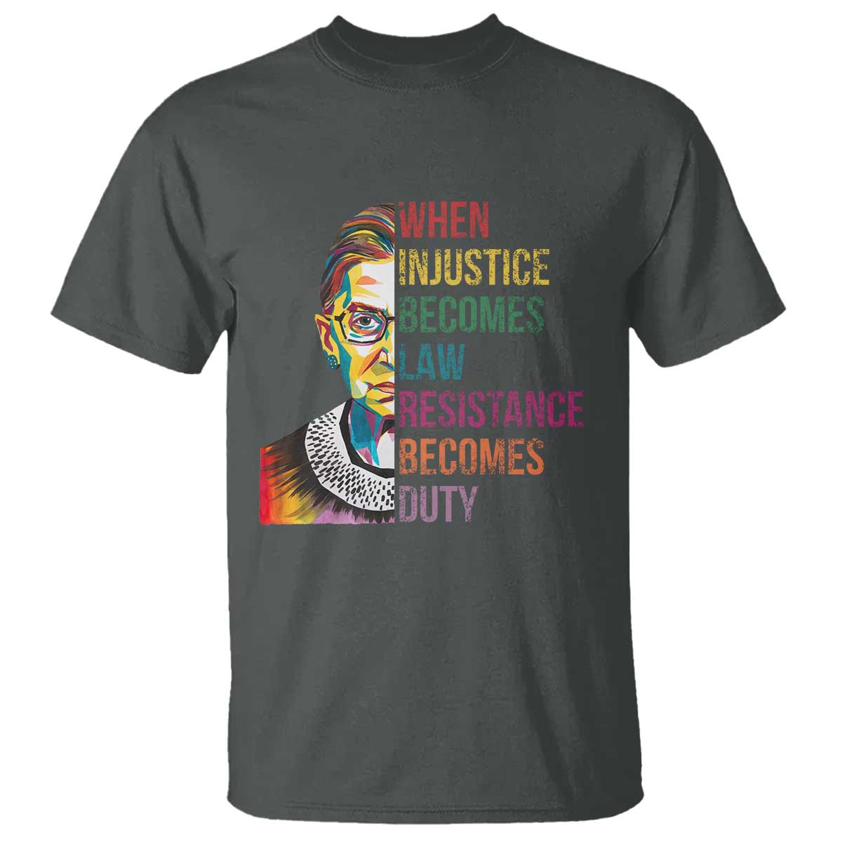 RBG Quote T Shirt When Injustice Becomes Law Resistance Becomes Duty TS02 Dark Heather Print Your Wear