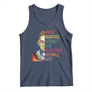 RBG Quote Tank Top When Injustice Becomes Law Resistance Becomes Duty TS02 Navy Print Your Wear