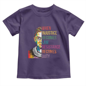 RBG Quote Toddler T Shirt When Injustice Becomes Law Resistance Becomes Duty TS02 Purple Print Your Wear