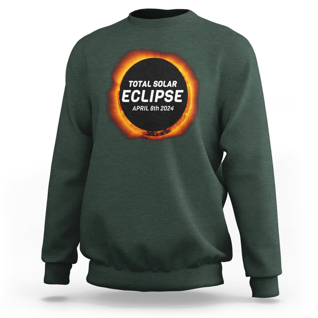 Total Solar Eclipse Sweatshirt America Totality April 8th 2024 TS02 Dark Forest Green Printyourwear