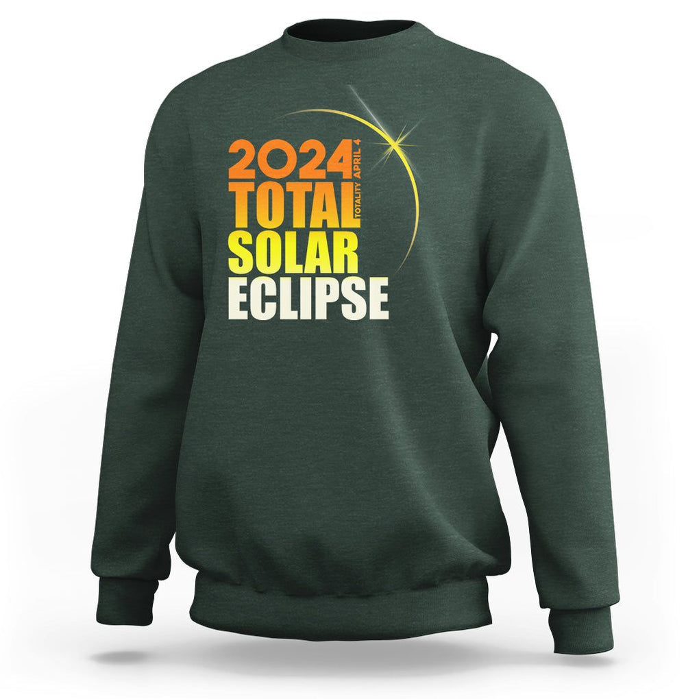 Total Solar Eclipse Sweatshirt America Totality April 8 2024 TS02 Dark Forest Green Printyourwear