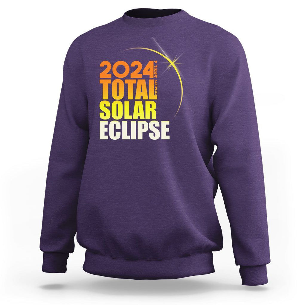 Total Solar Eclipse Sweatshirt America Totality April 8 2024 TS02 Purple Printyourwear