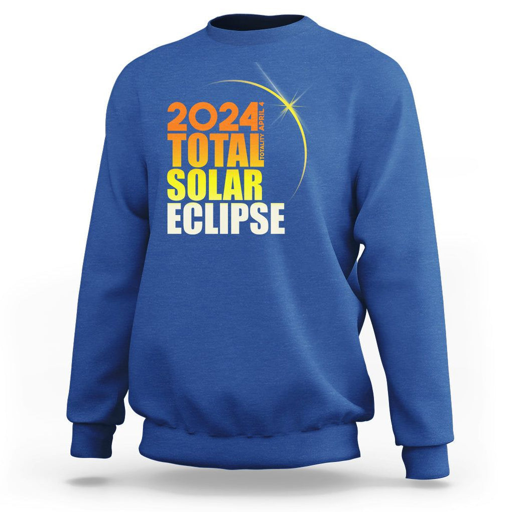 Total Solar Eclipse Sweatshirt America Totality April 8 2024 TS02 Royal Blue Printyourwear