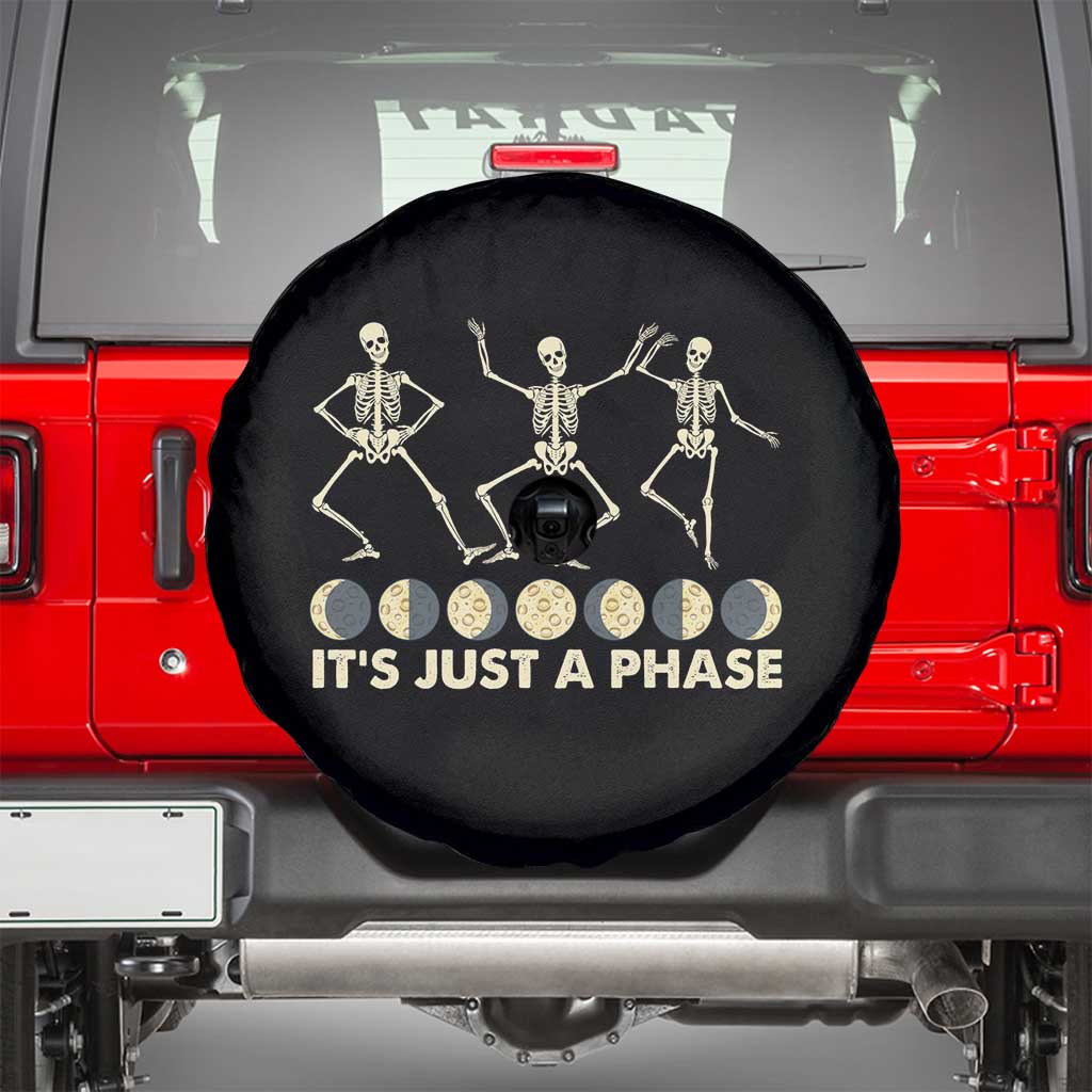 Dancing Skeleton Spare Tire Cover It's Just A Phase Moon Celestial Cycle Phases Of The Moon Astronomy TS02 Black Print Your Wear