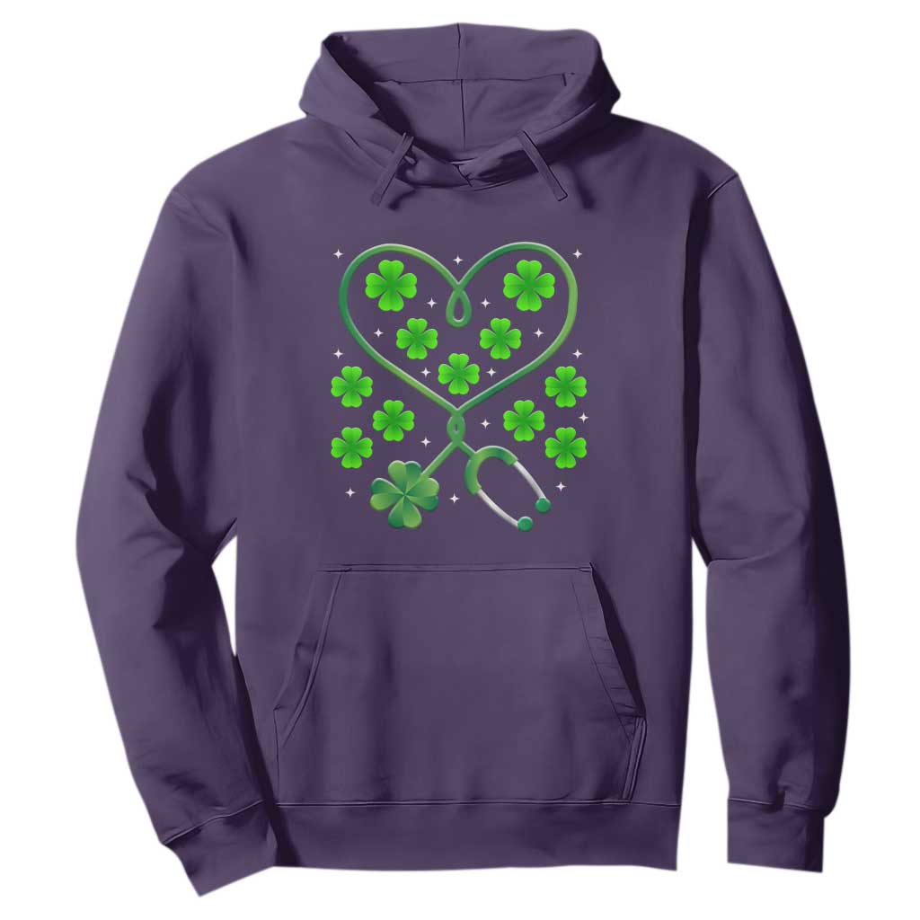 Funny Nurse St Patricks Day Hoodie Nursing Stethoscope Green Clover Shamrock TS02 Purple Print Your Wear