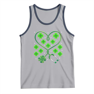 Funny Nurse St Patricks Day Tank Top Nursing Stethoscope Green Clover Shamrock TS02 Athletic Heather Navy Print Your Wear
