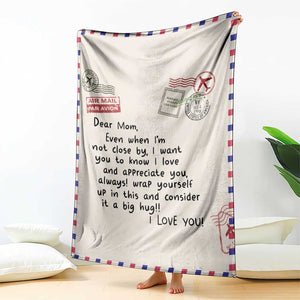 Airmail Letter Dear Mom Throw Blanket Long Distance Hug Meaningful Mother's Day TS02 Print Your Wear