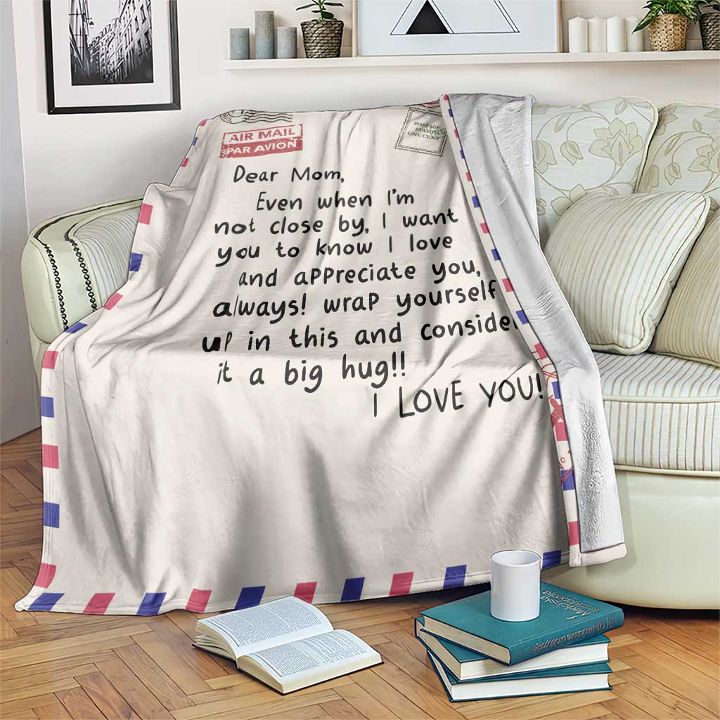 Airmail Letter Dear Mom Throw Blanket Long Distance Hug Meaningful Mother's Day TS02 Print Your Wear