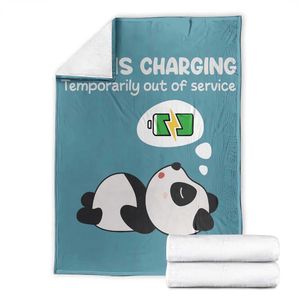 Funny Panda Mom Energy Throw Blanket Mom Is Charging Temporarily Out Of Service Mother's Day Gag Gift TS02 Teal Print Your Wear