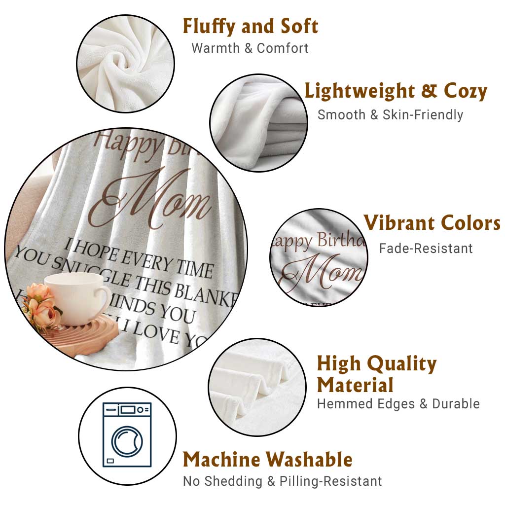 Happy Birthday Mom Floral Throw Blanket Loving Messages Gift for Mother's Day Birthday TS02 Print Your Wear