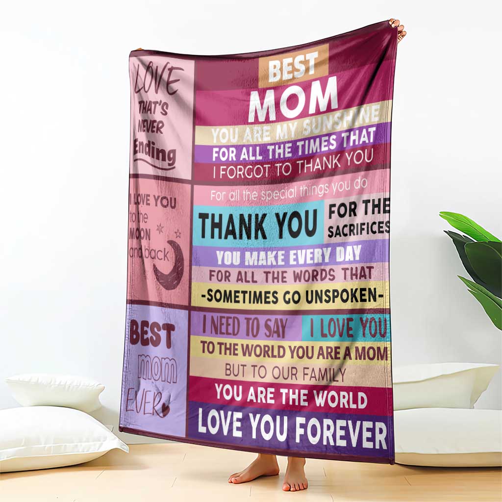 Best Mom Ever Maroon Throw Blanket To My Mom Meaningful Gift for Mother's Day TS02 Print Your Wear