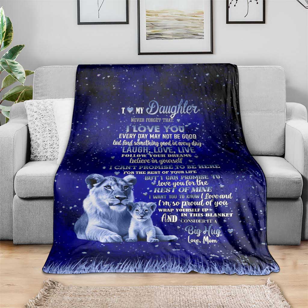 To My Daughter Throw Blanket Lion Graphic Love Message Inspirational Gift from Mom TS02 Print Your Wear