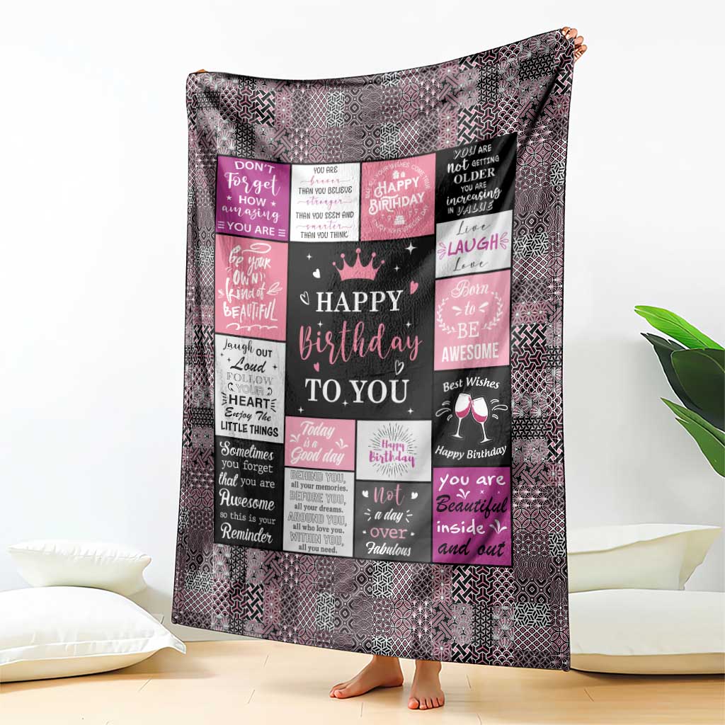 Happy Birthday Quilt Printing Throw Blanket Love Messages Inspirational Birthday Gift for Girls Women TS02 Print Your Wear