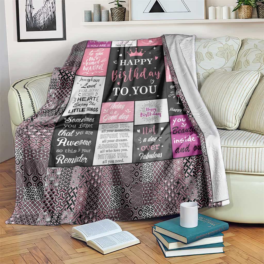 Happy Birthday Quilt Printing Throw Blanket Love Messages Inspirational Birthday Gift for Girls Women TS02 Print Your Wear