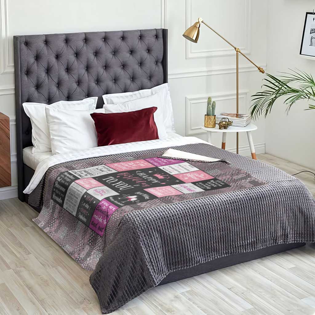 Happy Birthday Quilt Printing Throw Blanket Love Messages Inspirational Birthday Gift for Girls Women TS02 Print Your Wear