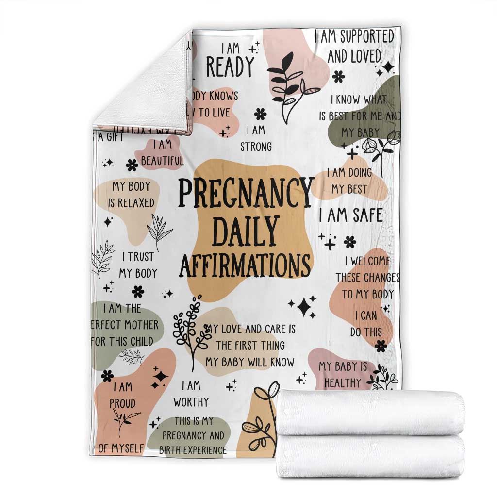 Pregnancy Daily Affirmation Throw Blanket Inspirational Motherhood Gift for Expecting Moms TS02 White Print Your Wear