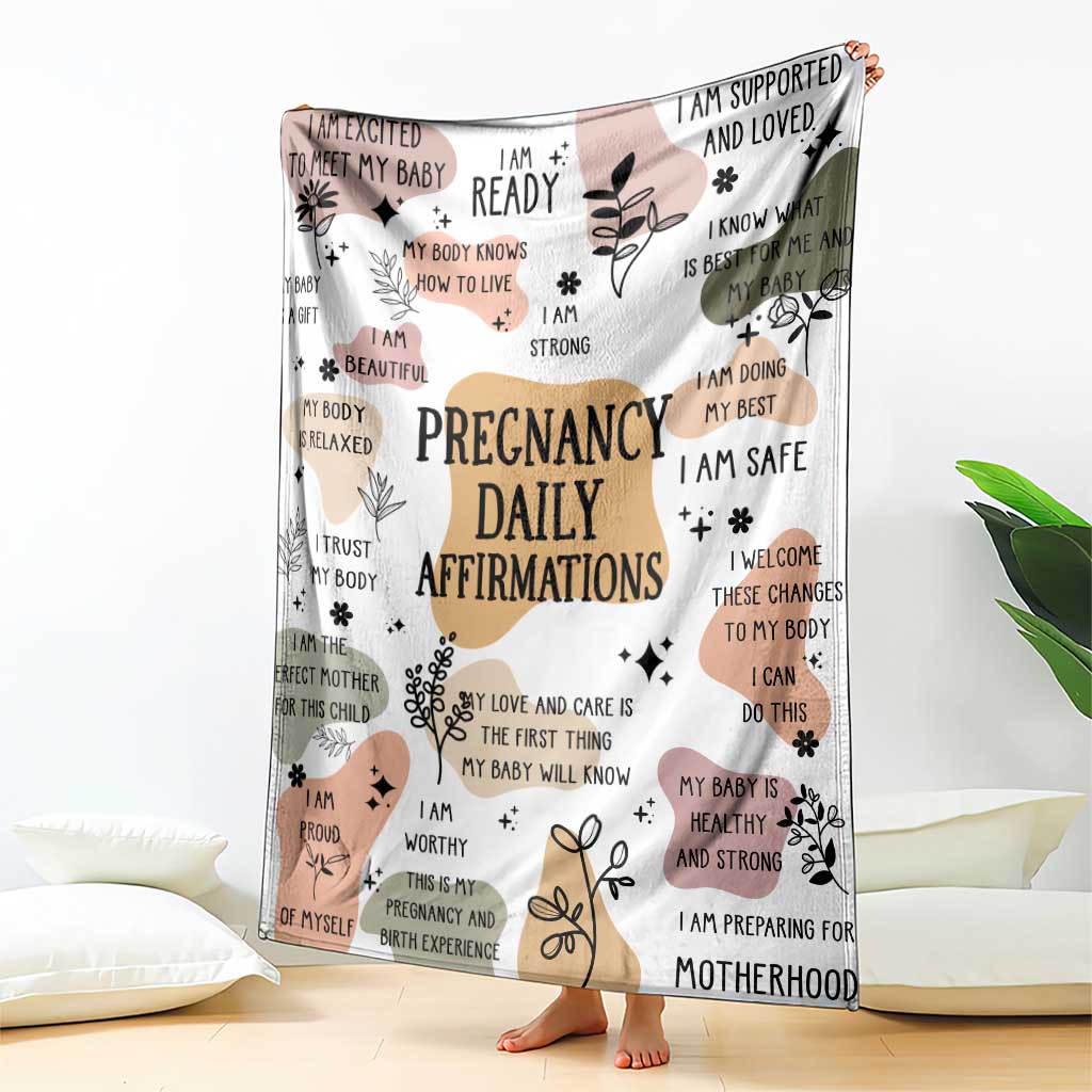 Pregnancy Daily Affirmation Throw Blanket Inspirational Motherhood Gift for Expecting Moms TS02 Print Your Wear