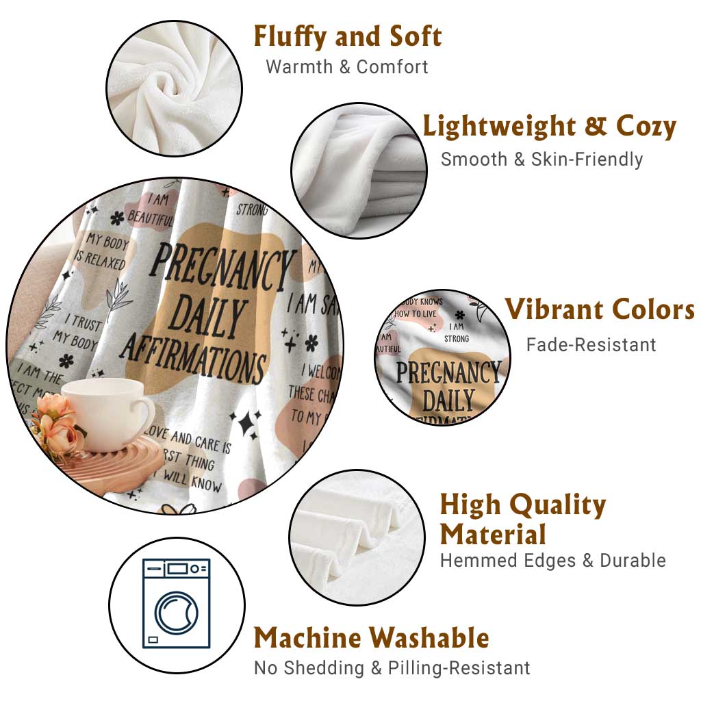 Pregnancy Daily Affirmation Throw Blanket Inspirational Motherhood Gift for Expecting Moms TS02 Print Your Wear
