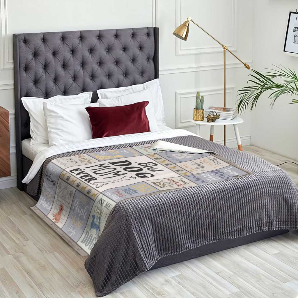 Best Dog Mom Ever Throw Blanket Funny Pet Mom Appreciation Dog Lover Gift TS02 Print Your Wear