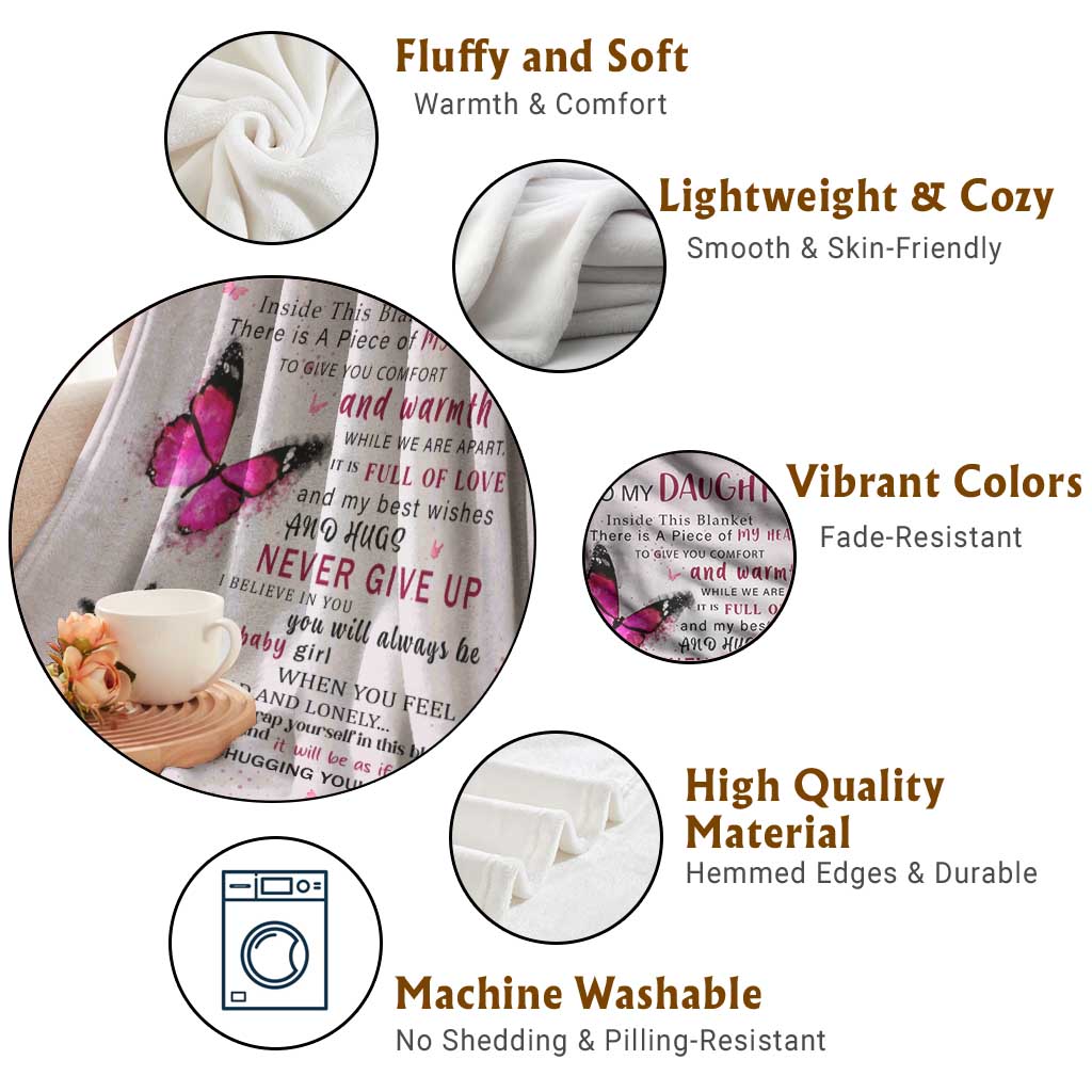 To My Daughter Butterflies Pink Throw Blanket Heartfelt Love Motivation Encouragement Gift from Mom Dad TS02 Print Your Wear