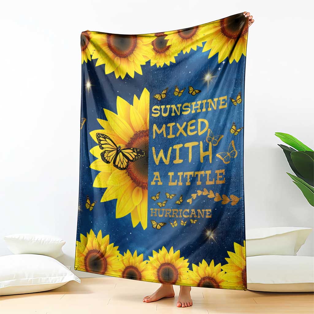 Inspirational Sunflower Galaxy Throw Blanket Sunshine Mixed With A Little Hurricane Funny TS02 Print Your Wear