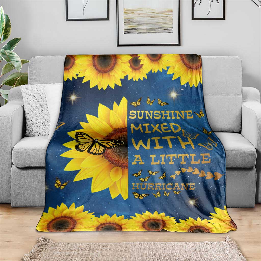Inspirational Sunflower Galaxy Throw Blanket Sunshine Mixed With A Little Hurricane Funny TS02 Print Your Wear