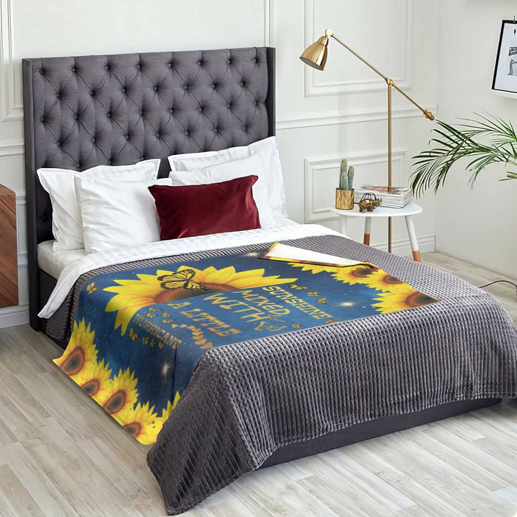 Inspirational Sunflower Galaxy Throw Blanket Sunshine Mixed With A Little Hurricane Funny TS02 Print Your Wear