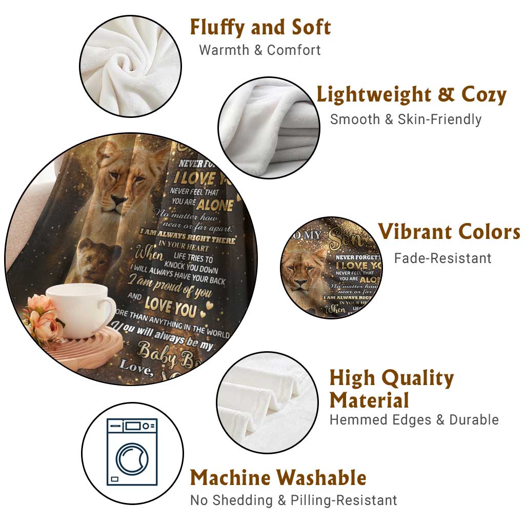 To My Son Lion Throw Blanket Heartfelt Love Motivation Encouragement Gift from Mom Dad TS02 Print Your Wear