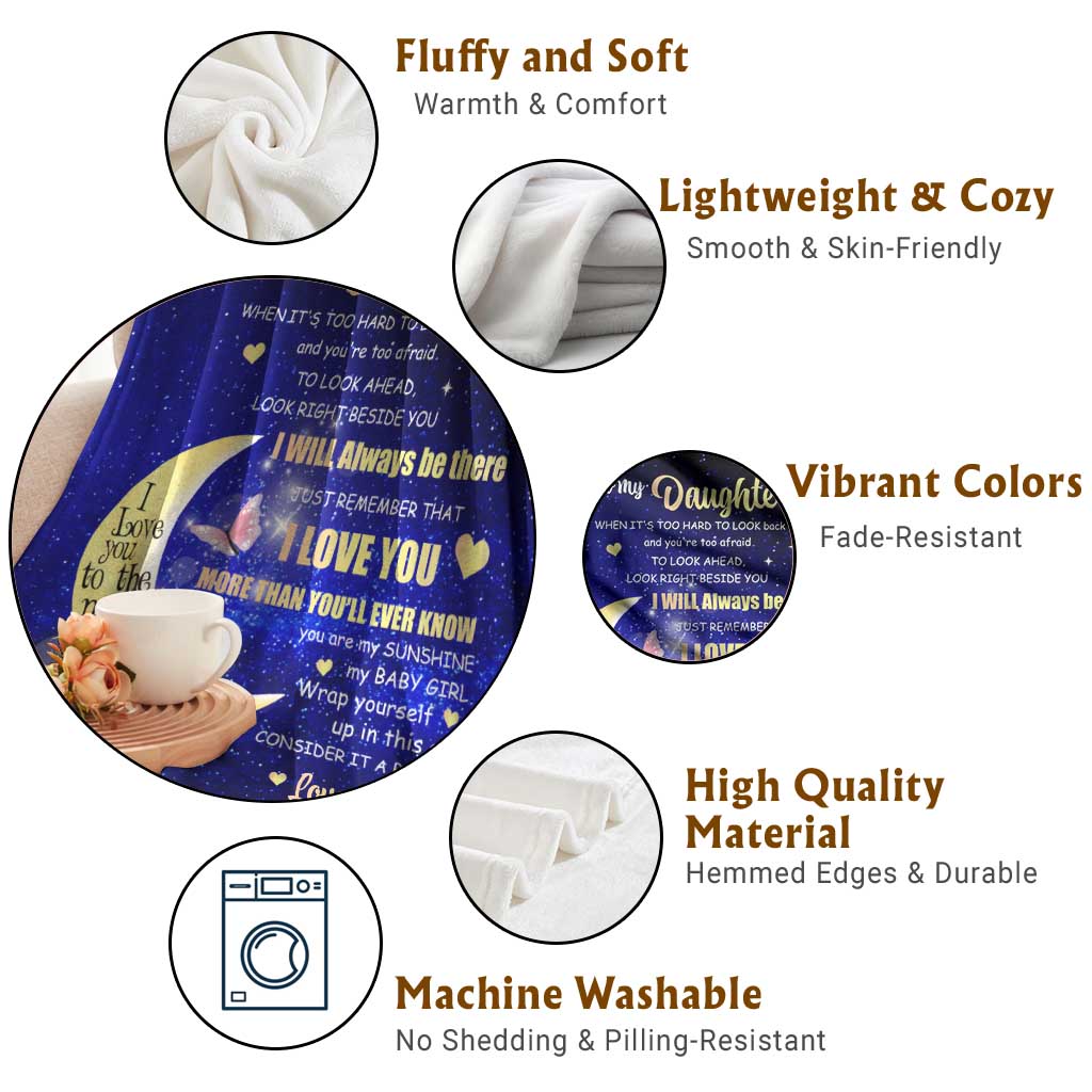 To My Daughter Galaxy Throw Blanket I Love You To The Moon and Back Gift From Mom TS02 Print Your Wear