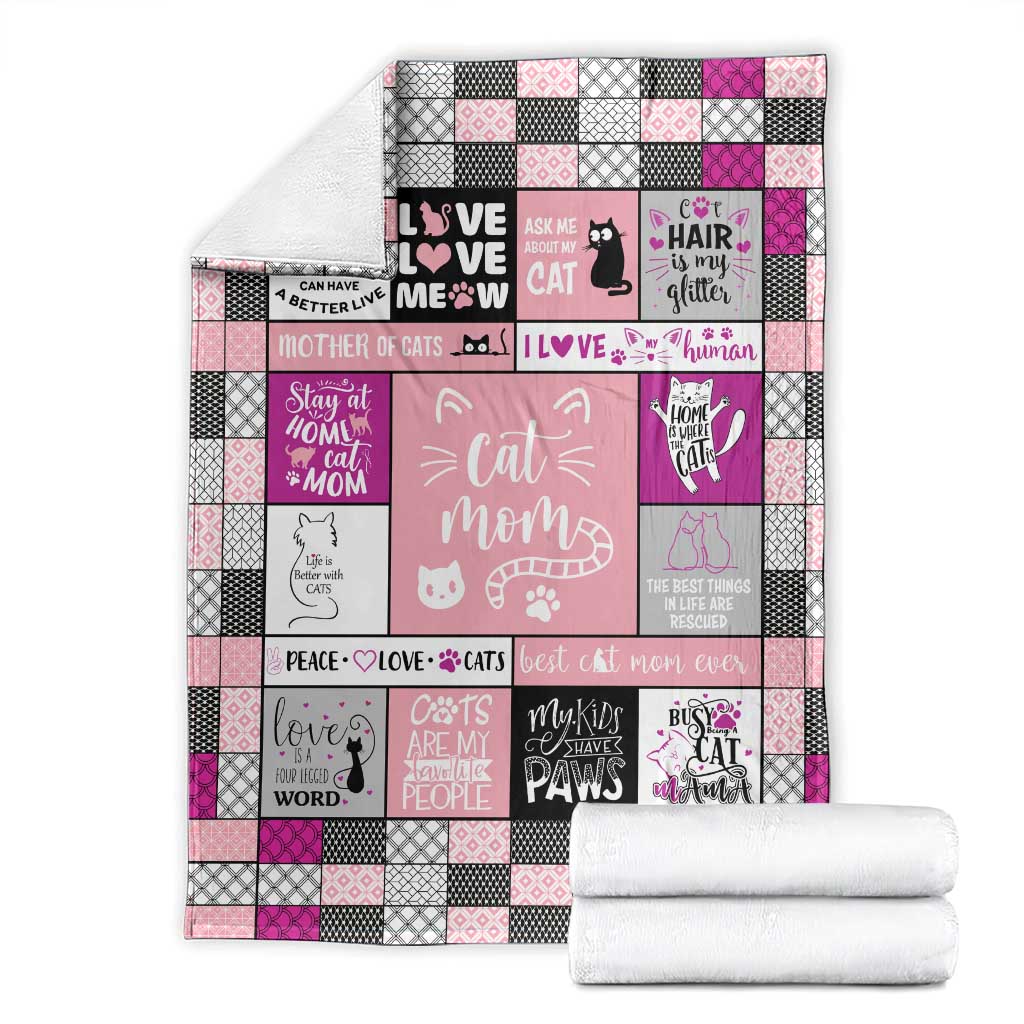 Cute Cat Mom Throw Blanket Funny Pet Mom Appreciation Cats Lover Gift TS02 Pink Print Your Wear