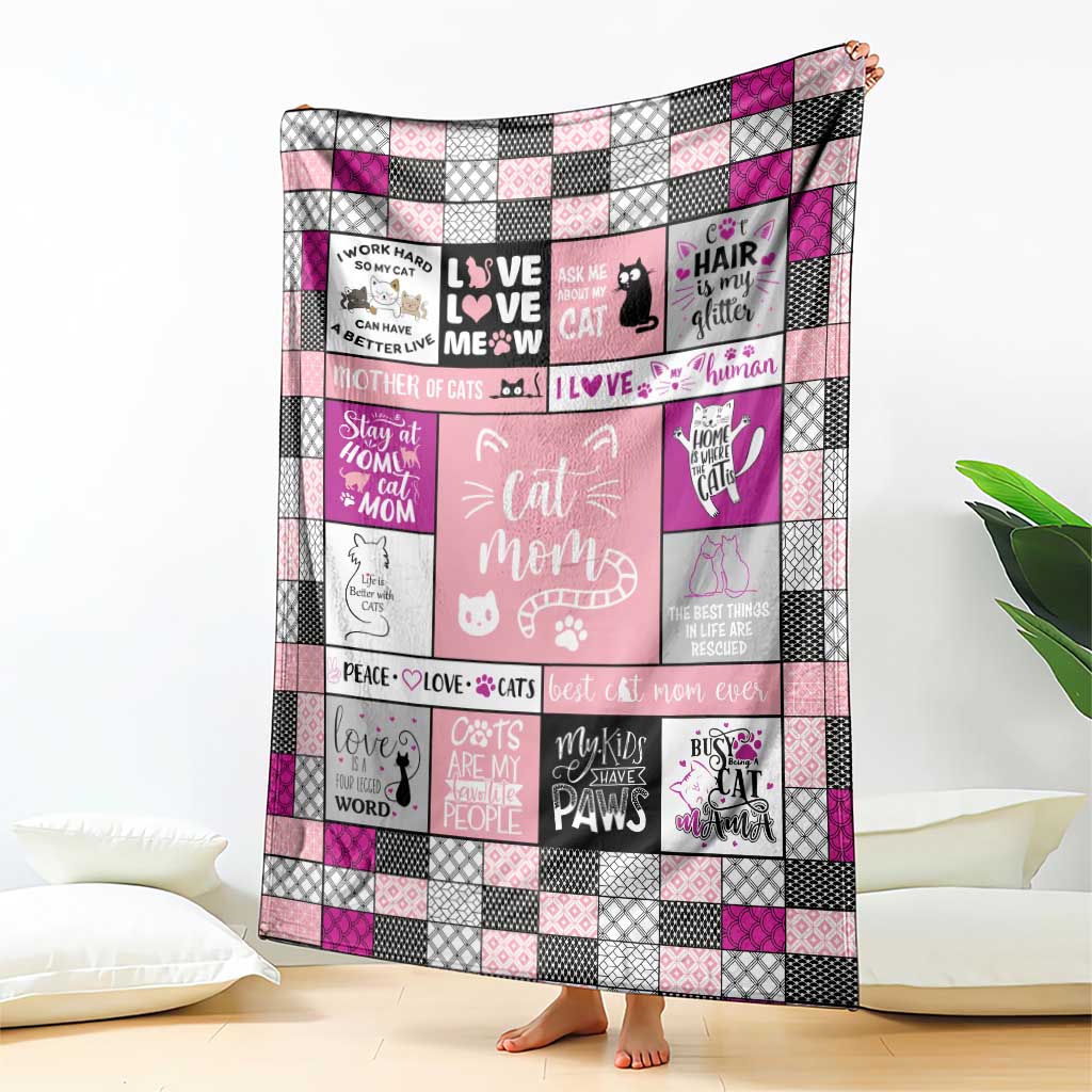 Cute Cat Mom Throw Blanket Funny Pet Mom Appreciation Cats Lover Gift TS02 Print Your Wear