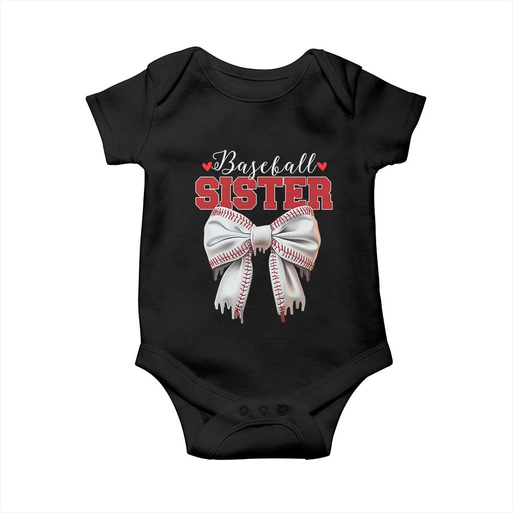 Baseball Sister Baby Onesie Soft Ball Game Day Dripping Ice Cream Coquette Bow TS02 Black Print Your Wear