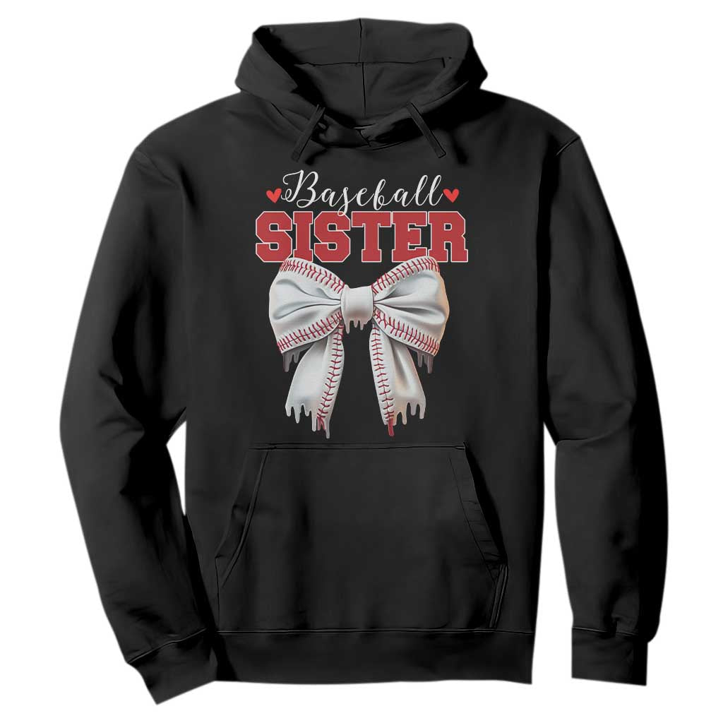 Baseball Sister Hoodie Soft Ball Game Day Dripping Ice Cream Coquette Bow TS02 Black Print Your Wear