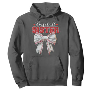 Baseball Sister Hoodie Soft Ball Game Day Dripping Ice Cream Coquette Bow TS02 Dark Heather Print Your Wear
