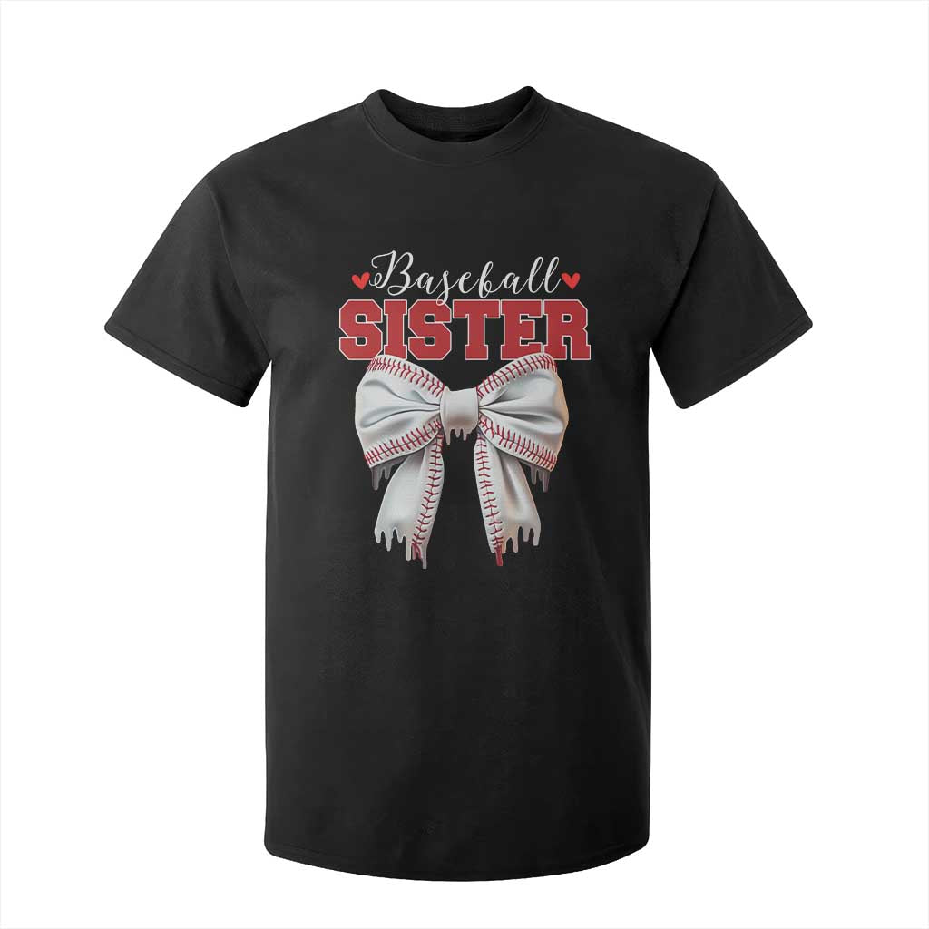 Baseball Sister T Shirt For Kid Soft Ball Game Day Dripping Ice Cream Coquette Bow TS02 Black Print Your Wear