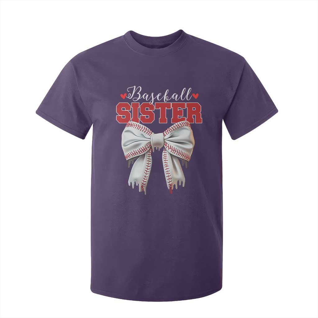Baseball Sister T Shirt For Kid Soft Ball Game Day Dripping Ice Cream Coquette Bow TS02 Purple Print Your Wear