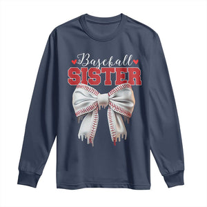 Baseball Sister Long Sleeve Shirt Soft Ball Game Day Dripping Ice Cream Coquette Bow TS02 Navy Print Your Wear