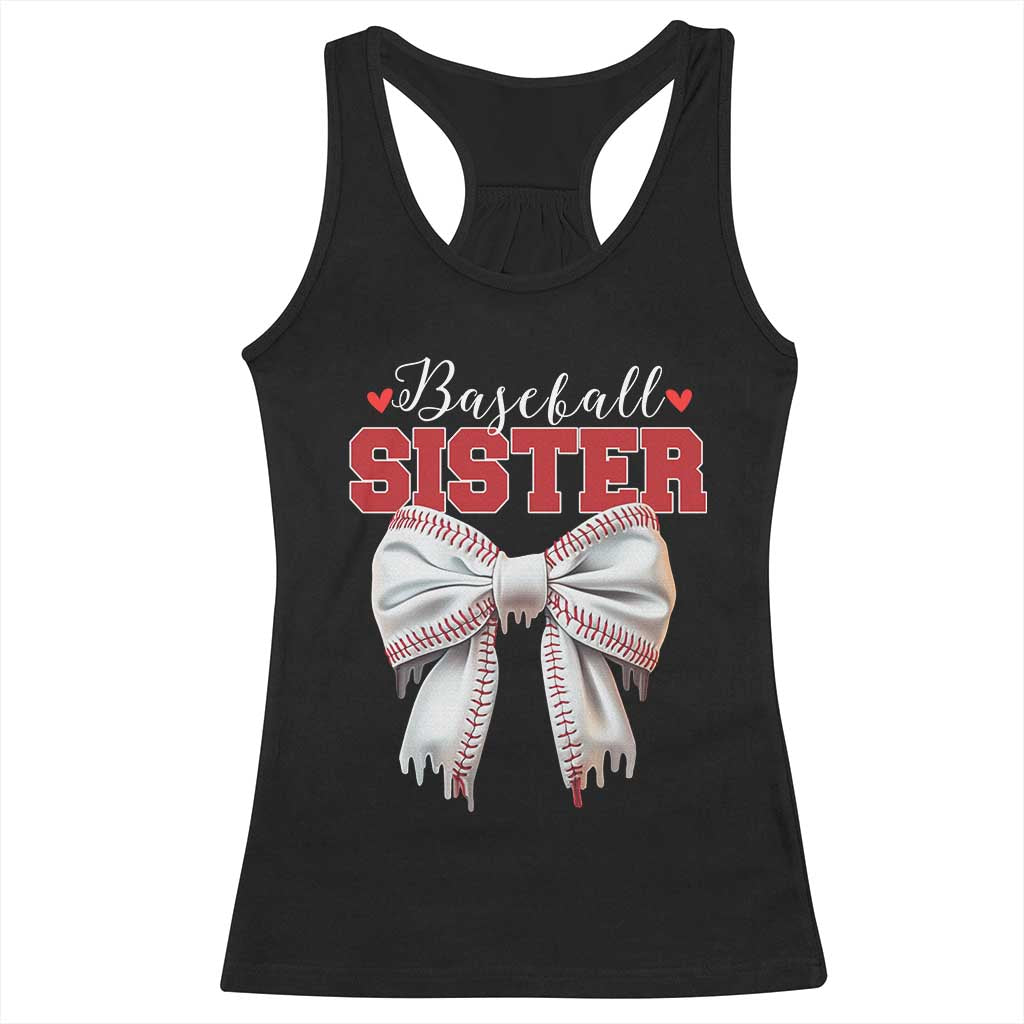 Baseball Sister Racerback Tank Top Soft Ball Game Day Dripping Ice Cream Coquette Bow TS02 Black Print Your Wear