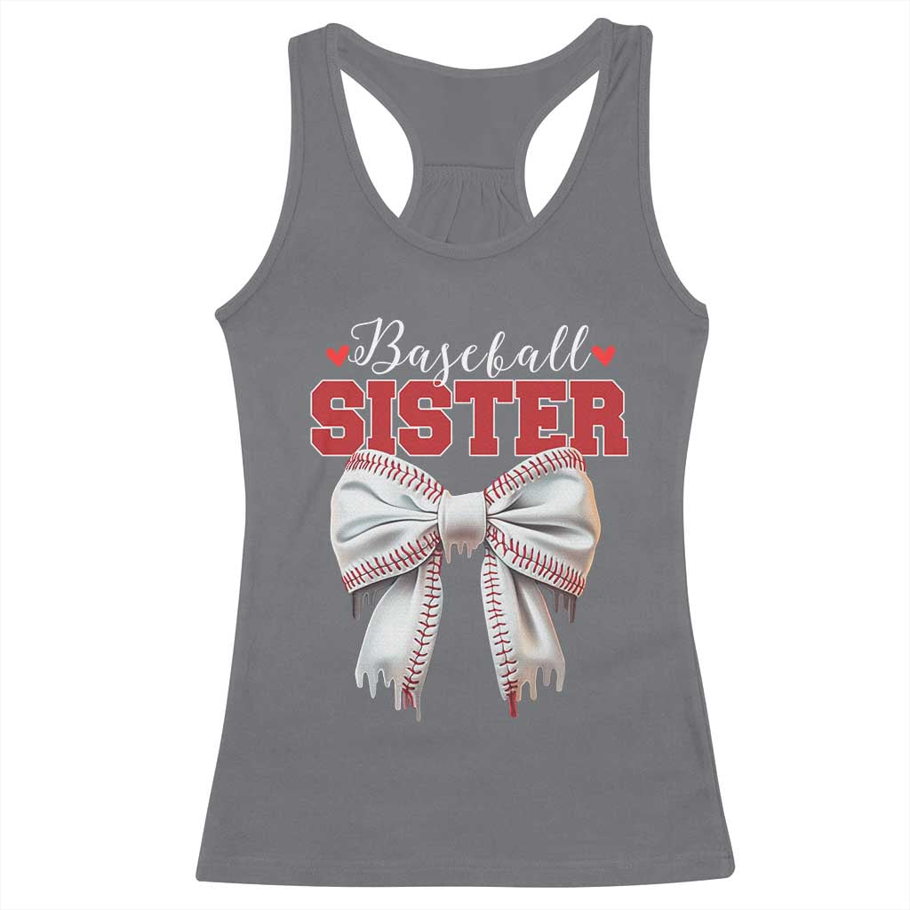 Baseball Sister Racerback Tank Top Soft Ball Game Day Dripping Ice Cream Coquette Bow TS02 Charcoal Print Your Wear