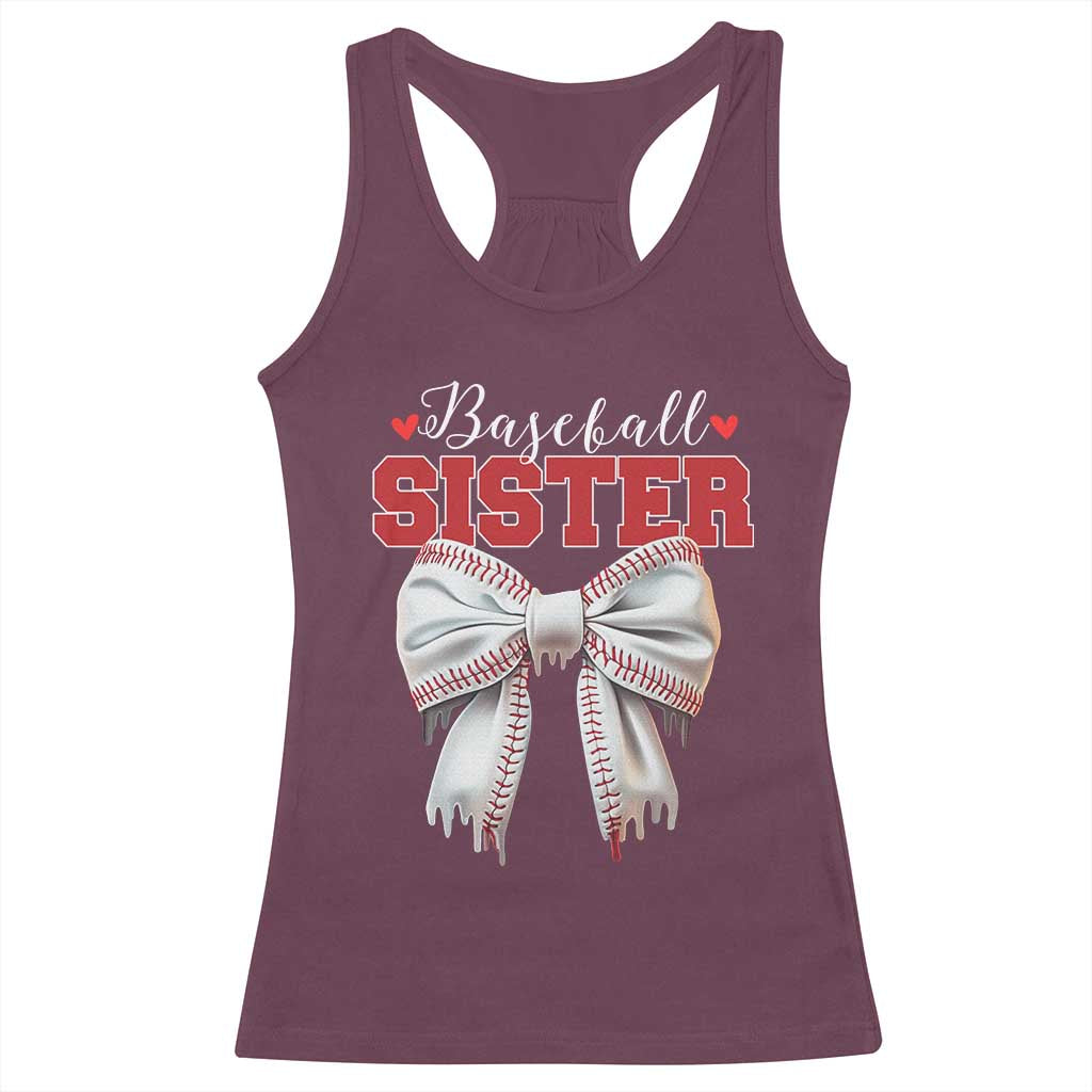 Baseball Sister Racerback Tank Top Soft Ball Game Day Dripping Ice Cream Coquette Bow TS02 Maroon Print Your Wear
