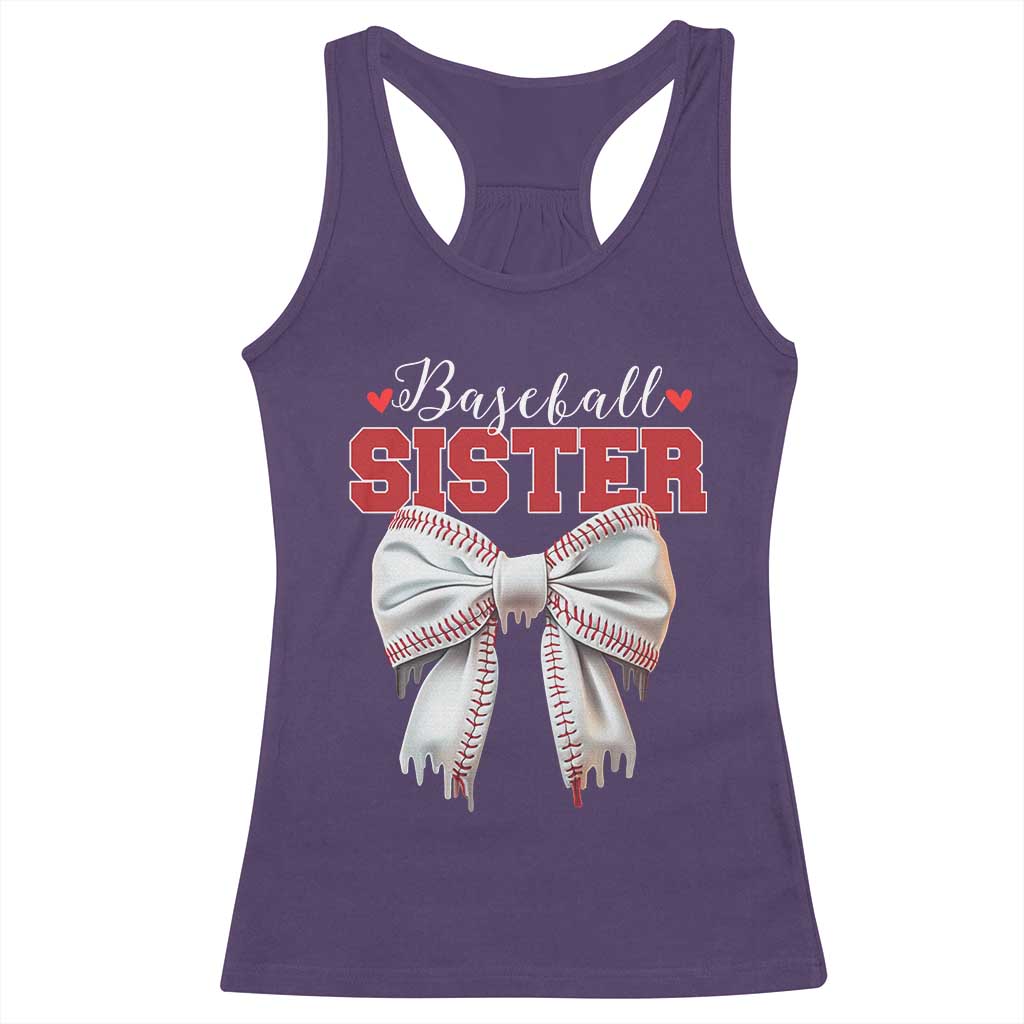 Baseball Sister Racerback Tank Top Soft Ball Game Day Dripping Ice Cream Coquette Bow TS02 Purple Print Your Wear