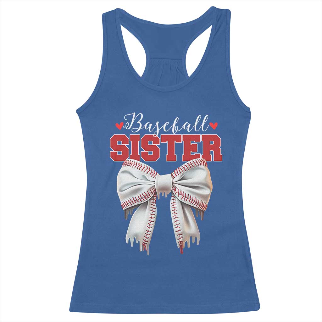 Baseball Sister Racerback Tank Top Soft Ball Game Day Dripping Ice Cream Coquette Bow TS02 Royal Blue Print Your Wear
