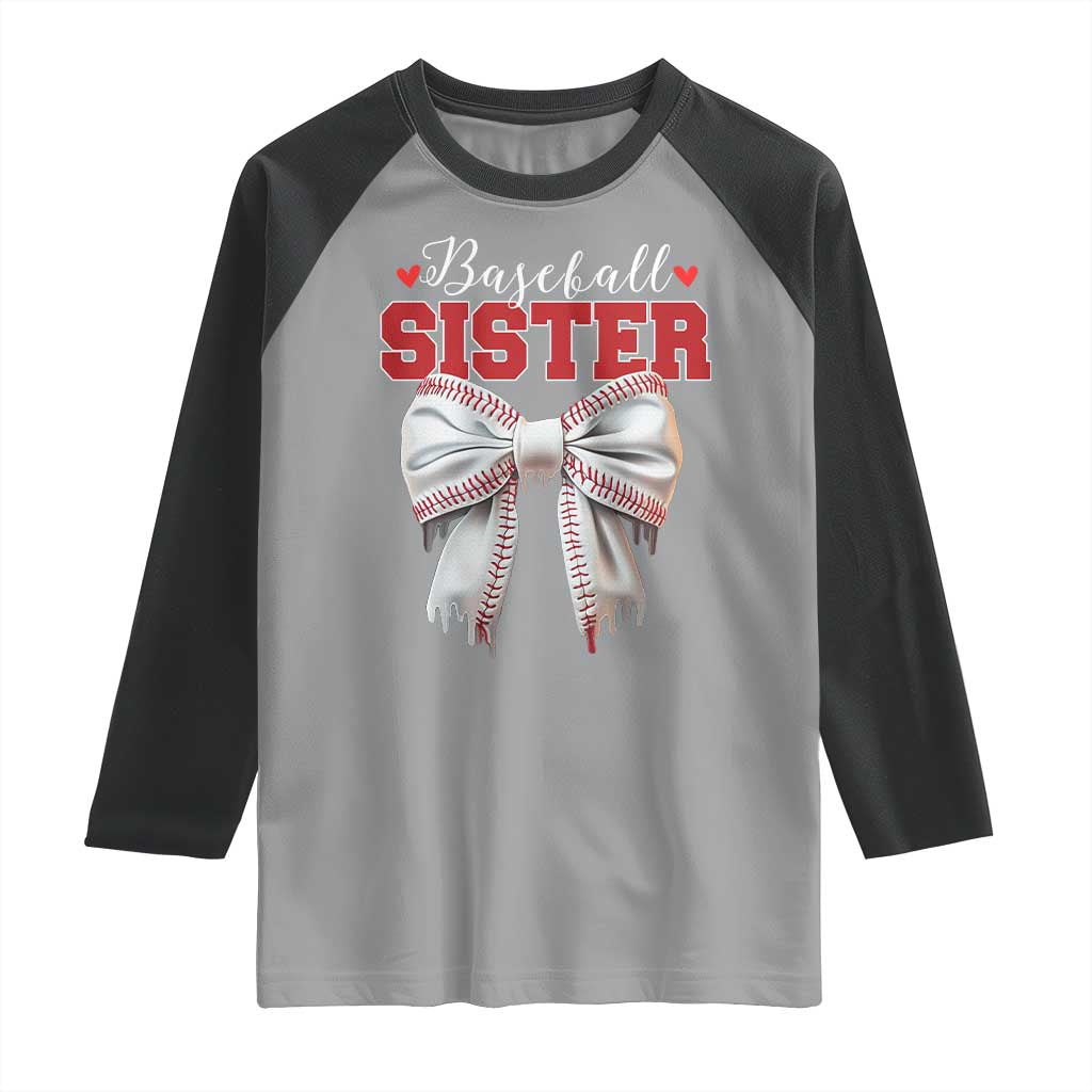Baseball Sister Raglan Shirt Soft Ball Game Day Dripping Ice Cream Coquette Bow TS02 Sport Gray Black Print Your Wear