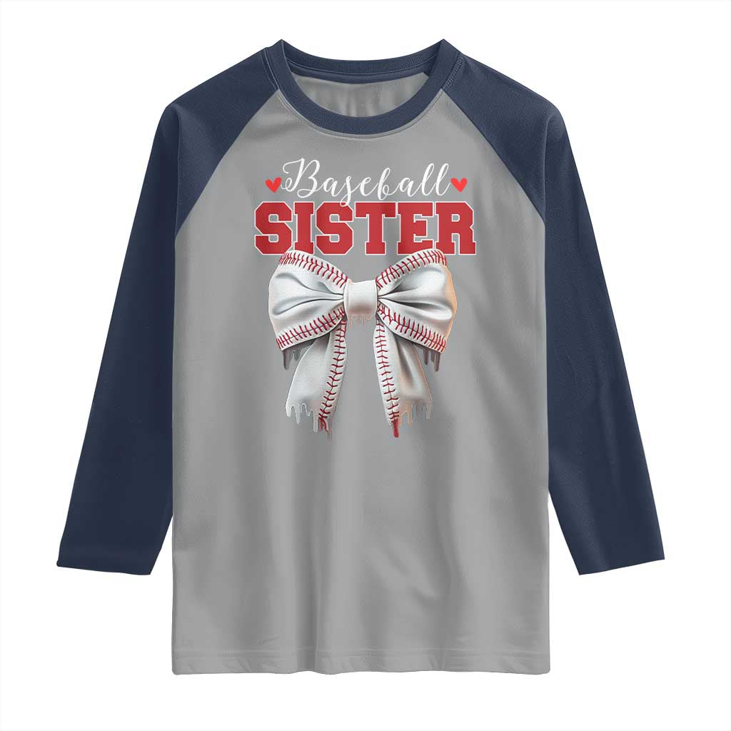 Baseball Sister Raglan Shirt Soft Ball Game Day Dripping Ice Cream Coquette Bow TS02 Sport Gray Navy Print Your Wear