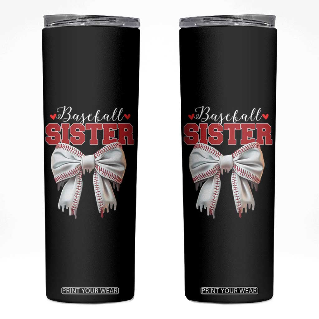 Baseball Sister Skinny Tumbler Soft Ball Game Day Dripping Ice Cream Coquette Bow TS02 Black Print Your Wear
